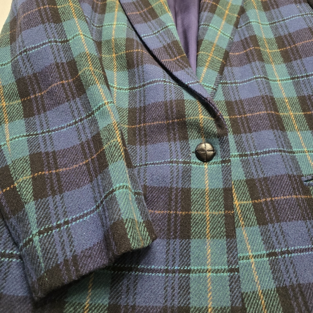 Dumas Blue and Green Plaid Women's Jacket Med Size - Picture 5 of 5